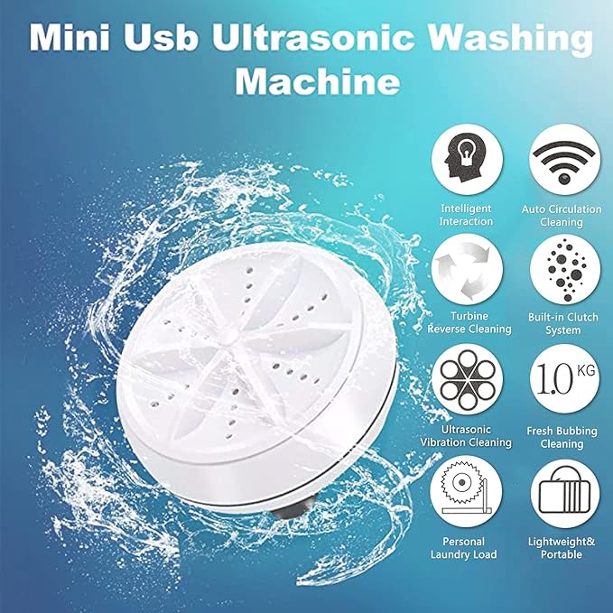Ultrasonic Rotating Turbine Washing Machine for Socks Underwear Dishes Clothes