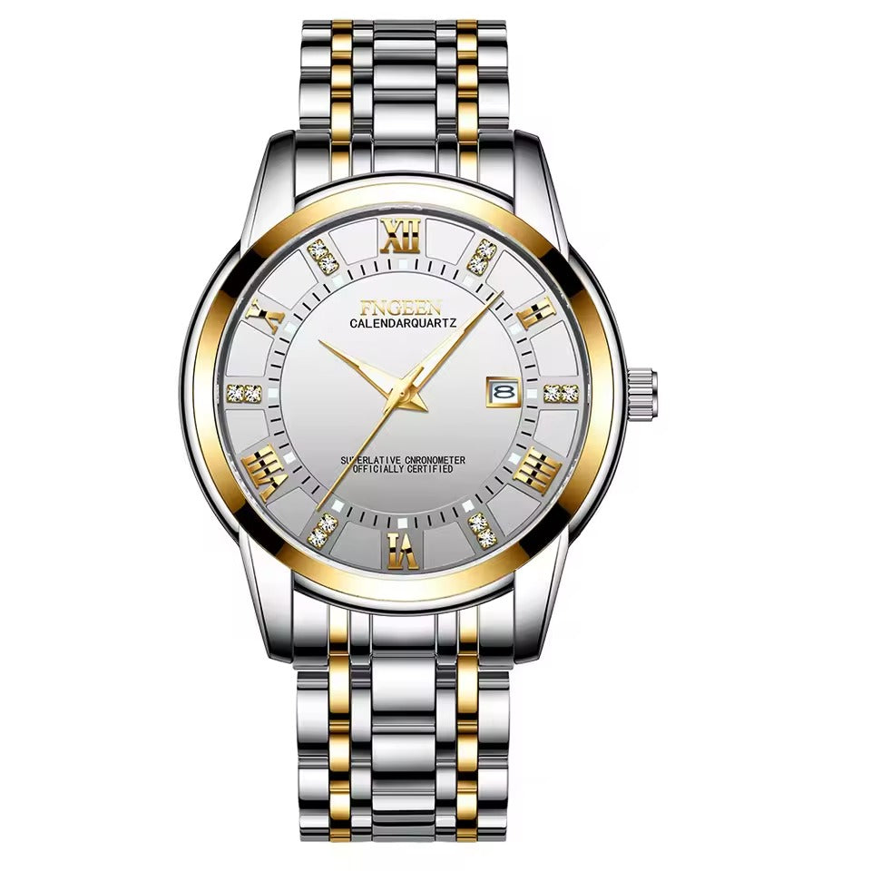 Original - Fngeen Men's Calendar Fashion Casual Business Watch - Waterproof Explosion Model - Stainless Steel Watch For Men - Quartz Watch - With Box