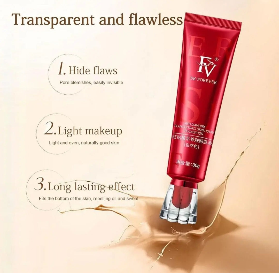 FV SK-FOREVER Liquid Foundation – Lightweight Oil-Control Formula with Peptides & Bird’s Nest Extract – Nourishing Ivory Shade Base Makeup (30g Tube)