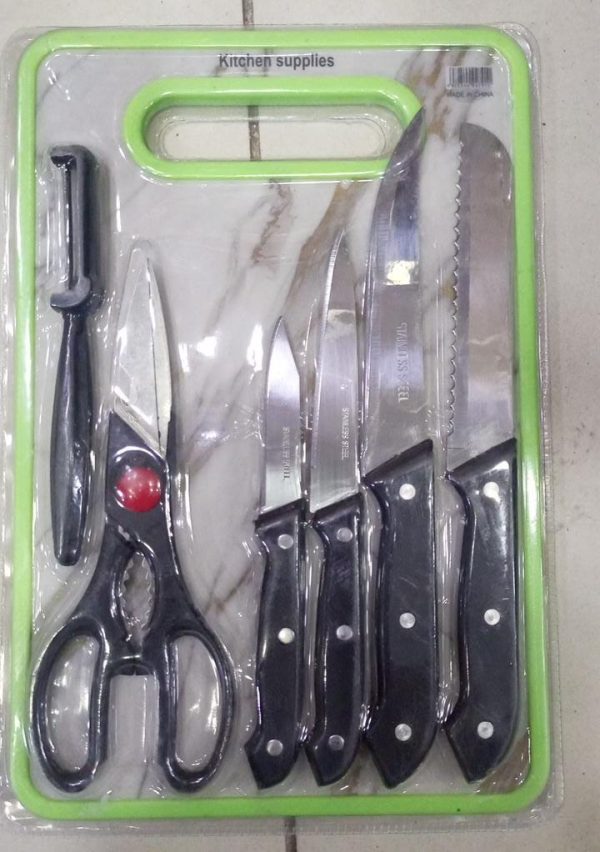 Kitchen Knife Set With Scissors, Peeler & Cutting Board – All-in-one Cooking Essentials With Ergonomic Handles & Sharp Stainless Steel Blades