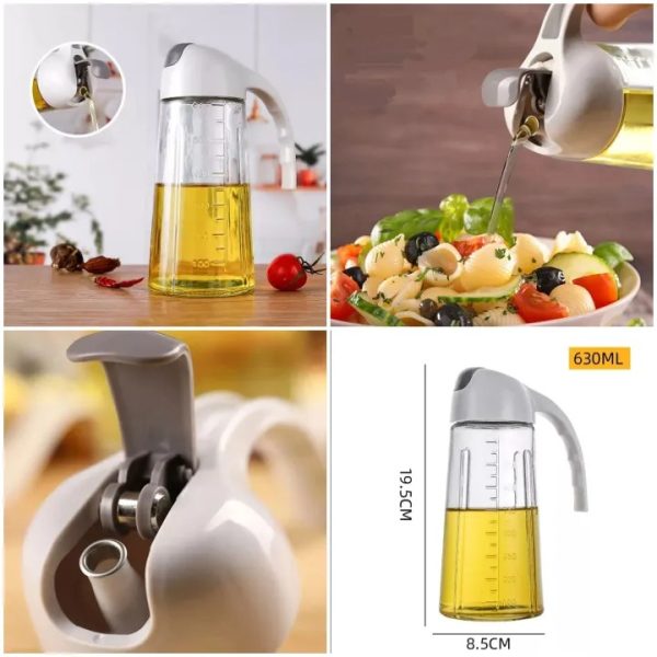 Glass Oil Bottle & Dispenser Jug Dual-purpose Oil Dispenser For Pouring And Spraying, High-pressure Sprayer For Even Oil Distribution 450ml (random Color)