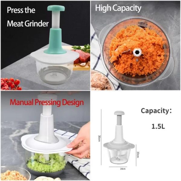 Multi-functional Vegetable Meat Grinder, Grater, Chopper -2 Liter (random Color)